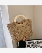 Bolso capri rafia trenzada asas
madera
