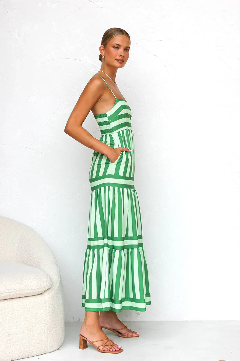 Vestido Largo Rayas Mediterráneo